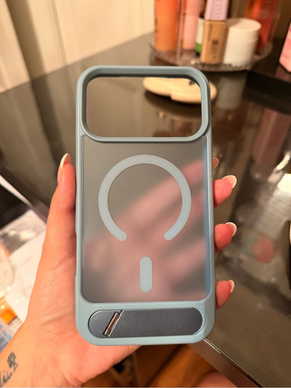 Phone Magnetic Clear Case with Kickstand - Blue iPhone 17pro max